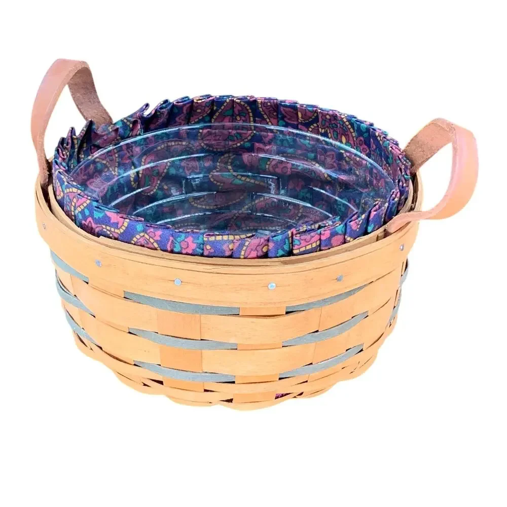 Longaberger Button 1996 Basket Protector Fathers Day Paisley Fabric Liner Card